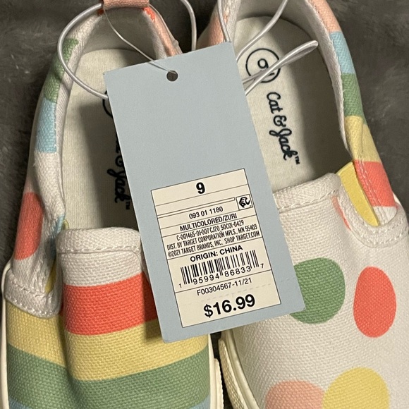 Cat & Jack Shoes Toddler Girls Multicolored Dotstripe Pattern